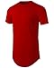 Mens Hipster Hip Hop Basic Long T-Shirt with Zipper Trim (X-Large, 1rd03_red)