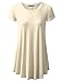 URBANCLEO Womens Round Neck Elong Tunic Top Mini T-Shirt Dress Ivory 3XLARGE