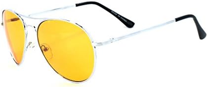 New Colorful Premium Silver Metal Aviator Glasses with Color Lens Sunglasses (Orange)