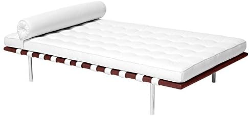 Classic Romano Top Grain Italian Leather Daybed 77" with Rosewood Frame - White