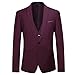 Men's Slim Fit 3 Piece Suit One Button Blazer Tux Vest & Trousers Dark Red