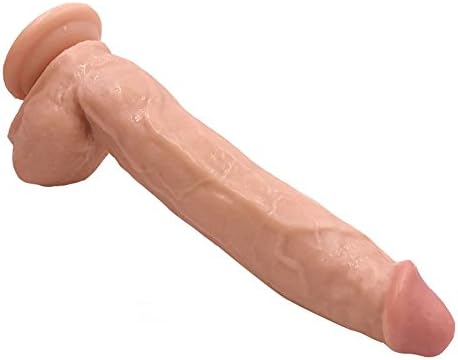 YUJR Huge Realistic Massage Wand with Strong Suction Cup(12.59” Long,2.55" Wide Big Size Thick Pe-ni-s Women Massager (Flesh)