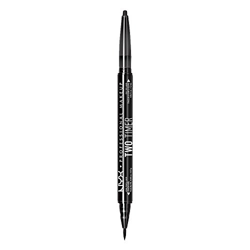 NYX PROFESSIONAL MAKEUP Two Timer Dual Ended Eyeliner, Jet Black, 0.04 Ounce
