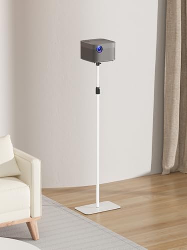 suptek Floor Stand for Projector 162 cm, Height Adjustable 136-162 cm, 360° Rotation, Stable Metal Base for Sofa or Bed, 1/4 Inch Screw, Ideal for Mini Projectors and Cameras, White