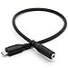 GLHONG Micro USB Male to 3.5mm Female AUX Audio Cable Cord for Headset Adapter Active Clip Mic Microphone (25cm)