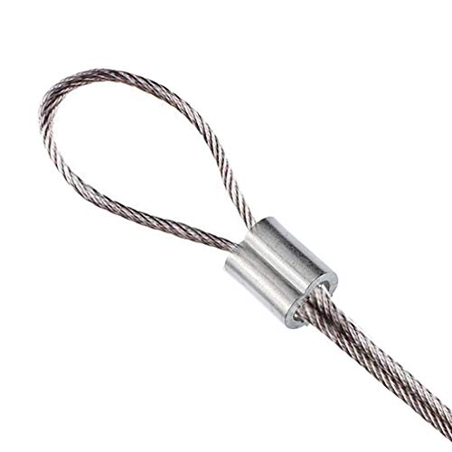 100pcs Aluminum Crimping Loop Sleeve for 1/16, 1/8 Inch Diameter Wire Rope and Cable