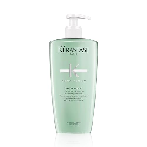 Kérastase Shampoo für fettige Kopfhaut und strapazierte Längen, Ausgleichendes und klärendes Haarbad, Bain Divalent, Spécifique, 500 ml