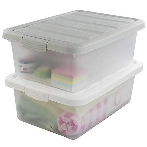 Cand 14 Quart Storage Bin with Lid, Durable Large Plastic Box for Organizing Your Towels, Toys, School Supplies, 2 Packs.