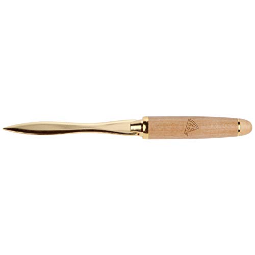 Pizza Gold Letter Opener with Wooden Handle - Laser Engraved Envelope Slitter - Fun Letter Opener Gift