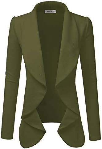 DOUBLJUClassic Draped Open Front Long Sleeve Business Casual Work Deconstructed Blazer Jackets for Womens with Plus Size
