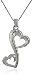 Sterling Silver Double Heart Pendant Necklace, 18