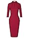 MUXXN Women's Work Formal Dresses Lady Pencil Cute Retro 1950's Style 3/4 Sleeve Business Office Dress Burgundy XL