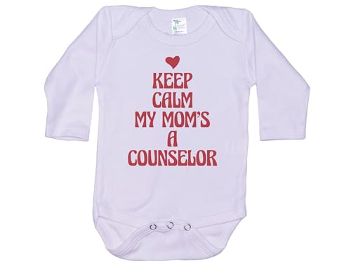 Ebenezer Fire Keep Calm My Mom's A Counselor/Therapy Onesie/Unisex Bodysuit