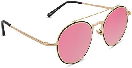 REACTR- New Arrival 2017 Round Sunglasses Goggles Women Vintage Sun Glasses Ladies Designer For Female Polarized Sunglass (Mirror Pink|51|Tilley|EL1005-C2)