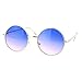 2 Tone Color Lens Retro Vintage Style Round Circle Hippie Groovy Sunglasses Blue Pink