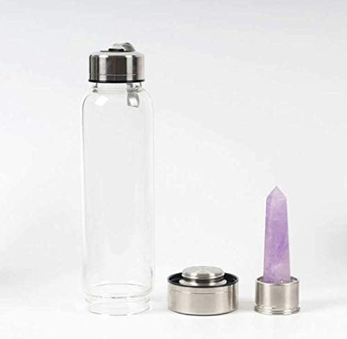 Healing crystal water bottle Natural Quartz Wellness Glass Bottle Includes Gem Stones and Protective Neoprene Sleeve