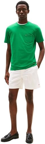 T-shirt masculina essencial de manga curta com bolso no peito, verde (verde olímpico), M