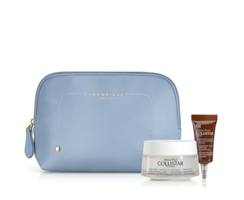 Collistar Geschenkset für Damen Attivi Puri, Aquagel Hyaluronsäure + Ceramide 50 ml, Augenpflege Hyaluronsäure + Peptide 5 ml, Probe Gocce Magiche Protettive Viso