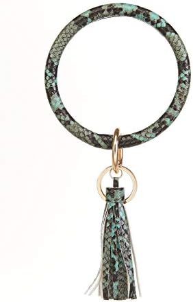 Coolcos Wristlet Keychain Bracelet Bangle Keyring - Large Circle Key Ring Leather Tassel Bracelet Holder For Women Girl