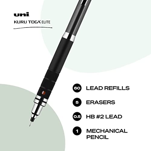 uniball Kuru Toga Elite Mechanical Pencil Starter Kit with Gun Metal