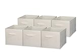 Sodynee Foldable Cloth Storage Cube Basket Bins Organizer Containers Drawers, 6 Pack, Beige, Beige
