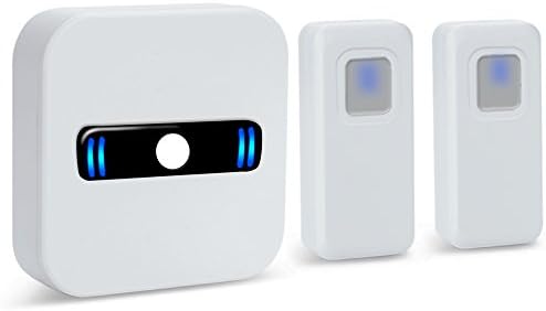 OFTUZ Wireless Door Bell Chime,55 Chimes Ring 5-Level Volume Doorbell Kit with LED Flash Light,Waterproof 2 Remote Push Buttons &amp; 1 Receiver for Business Office Kids Elder Bedroom Living Room(White)