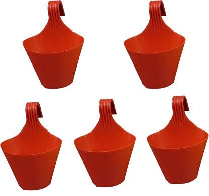 PLUMCOT Hanging Pot Plant Container Set (Pack of 5, Plastic)