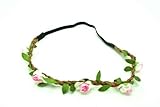 Shop4(TM) Lady's Silk Floral Elastic Headpieces , Headband-White and Pink Rose