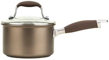 Anolon Advanced Hard Anodised Glass Lidded Saucepan, 16cm - Bronze