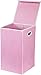 Simple Houseware Foldable Laundry Hamper Basket with Lid, Pink