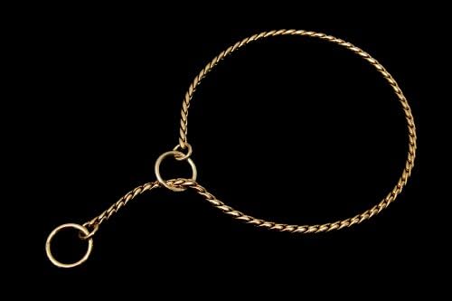 Alvalley Metal Chain Dog Show Collar - Pet Slip Collar for Shows - Fine Brass Snake Choke Chain Collar - Adjustable for Toy, Small, Medium, Large, and Extra Large Dogs (Gold, 22", 5.5mm Thick)