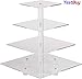 YestBuy 4 Tier Acrylic Cupcake Stand with BASE, Premium Cupcake Holder, Acrylic Cupcake Tower Display Cady Bar Party Décor – Display for Pastry (4