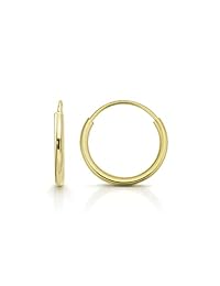 Pendientes de aro de oro de 14 quilates, tamaño 0.394 in   0.787 in y 3 pares de conjuntos, pequeño amarillo 0.039 in de grosor para mujeres y hombres, oreja, nariz, cartílago, helix, tragus, labio, Giorgio Bergamo