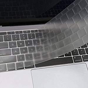 MOSISO Keyboard Cover Protective Skin Compatible with MacBook Pro 13 inch 2017 2016 Release A1708 without Touch Bar & Compatible with MacBook 12 inch A1534 (EU Layout), Clear