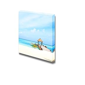 Canvas Prints Wall Art - Over Water Bungalows with Steps into Amazing Green Lagoon - 12" x 12"