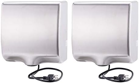 Commercial Automatic Air Hand Dryer High Speed Heavy Duty 1800w Matte Finished Automatic Hand Dryer Brushed Stainless Steel Shell, Set of 2