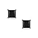 Sterling Silver Black On Black Square Princess Cut Cubic Zirconia Solitaire Stud Earrings - Secure Screw Back - For Men & Women