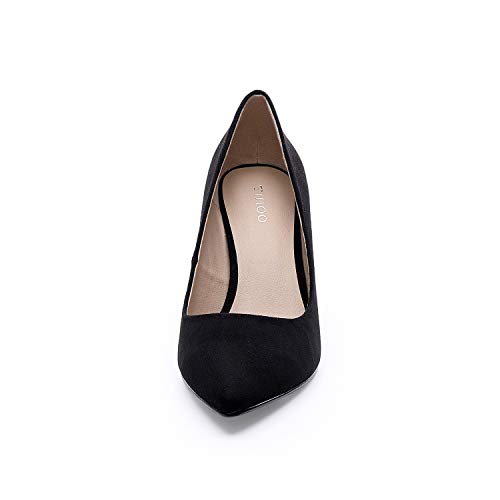 TIHOO Women's Classic Pointed Toe High Heel Dress Pumps Slip On Basic Shoes (9 M US, Black)