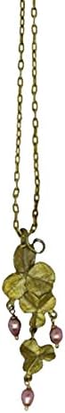 Pink Clover Leaf & Pearl Necklace by Michael Michaud for Silver Seasons - NEW