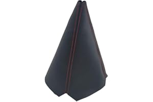 BaiyoouAuto Universal Car Shift Knob Boot Dust Cover, Shift Boot Cover, Made of Black Pu Leather with Black and Blue Seams (Red)