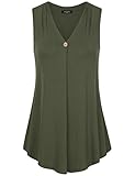 Laksmi Womens Sleeveless Tunic Top,Solid Color V Neck A Line Casual Office Tank