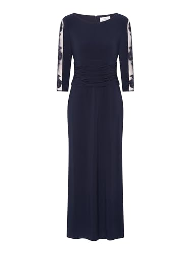 Gina Bacconi Women's Maxi Dress with Embroidered Sleeve Cocktail, Navy, 16