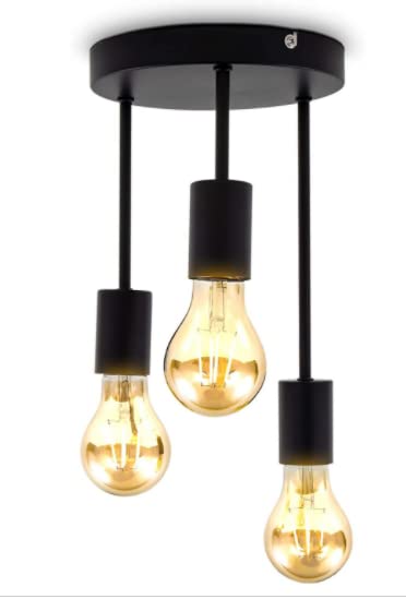 Lightsjoy Industrial Ceiling Light Black 3 Way Ceiling Pendant Lights E27 Ceiling Spotlight for Indoor Living Room Bedroom Ceiling Chandelier Rustic Hanging Lights for Kitchen Hallway Restuarant Stair