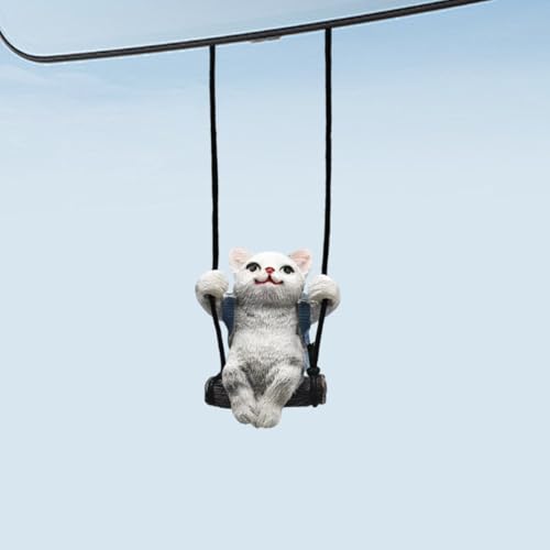 Craedli Swinging Cat Car Rear View Mirror Charm Hanging Ornament (Gray) at Amazon