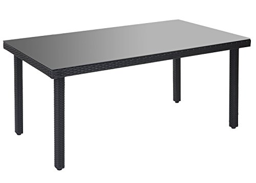 Mendler Poly-Rattan Gartentisch Cava, Esstisch Tisch mit Glasplatte, 160x90x74cm - anthrazit – Bild 3