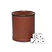 PU Leather Dice Cup, Felt- Lined Dice Shaker with 5 Standard Sized Dot Dices, Brown Dice Game Set for Farkle/Yahtzee/Party/Family Dice Games Night