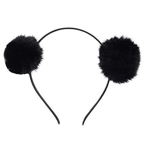 Coobbar 6Pcs Cute Faux Fur Pom Balls Headbands Girls' Hairbands Bath Spa Make up Headbands for Women