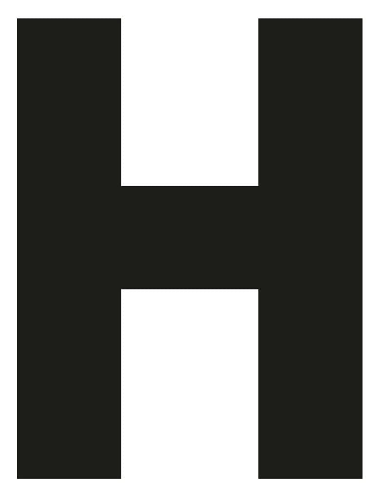 Merriway BH04041 (4 Pcs) Black Vinyl Stick-On Wheelie Bin Post Box Crate Dust Bin Letters 75mm (3 inch) Letter H - Pack of 4 Pieces