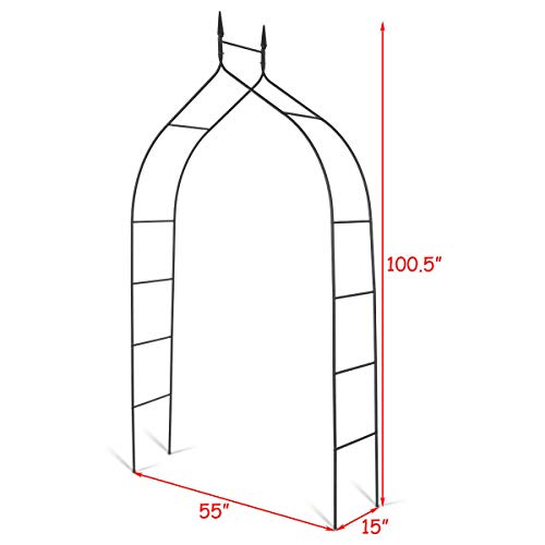 FDInspiration Black Steel Rose Arch Climbing Plant Garden Arbor Curving Structure Outdoor Decor with Ebook - Thumbnail 4