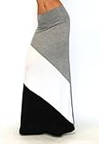 VIVICASTLE Women's Color Blocked Fold Over Waist Maxi Skirt